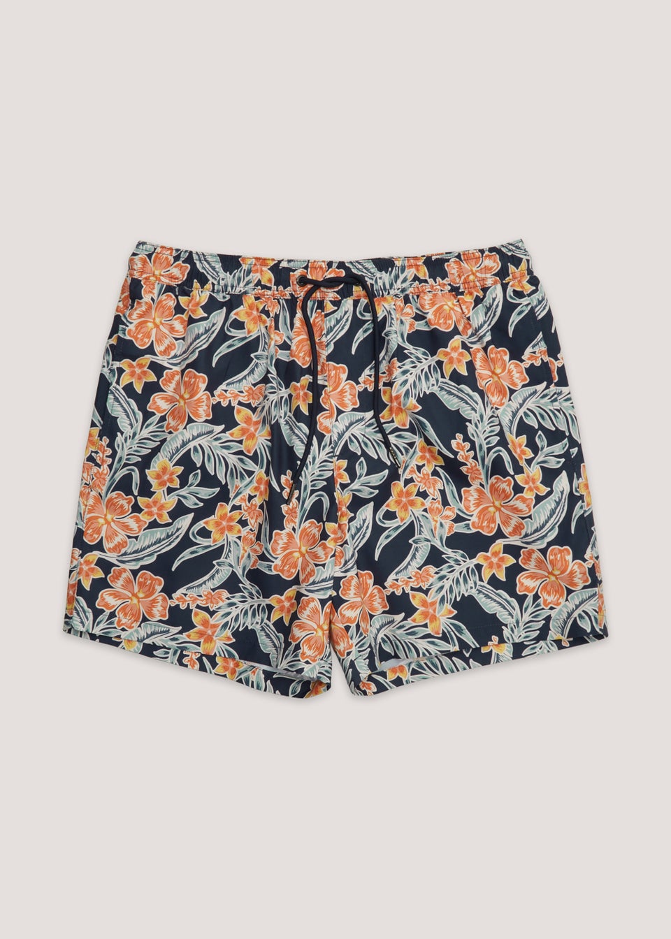 Orange Floral Print Co-Ord Swim Shorts
