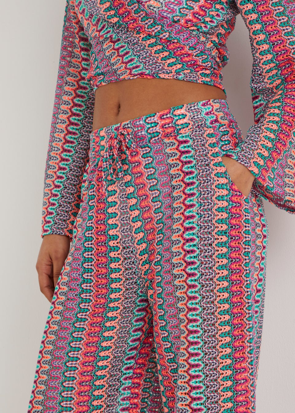Be Beau Multicoloured Knitted Wide Leg Trousers