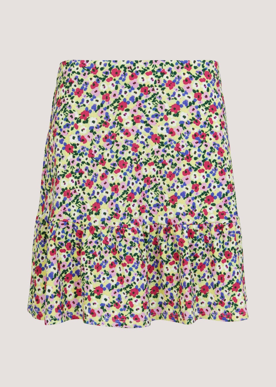 Multicoloured Floral Crinkle Jersey Mini Skirt