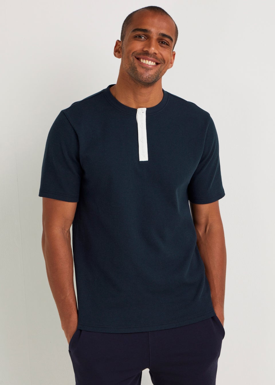 Navy Henley Pyjama Top