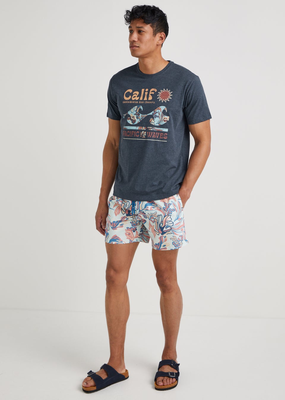 Navy Marine Fish Wave Co-Ord T-Shirt