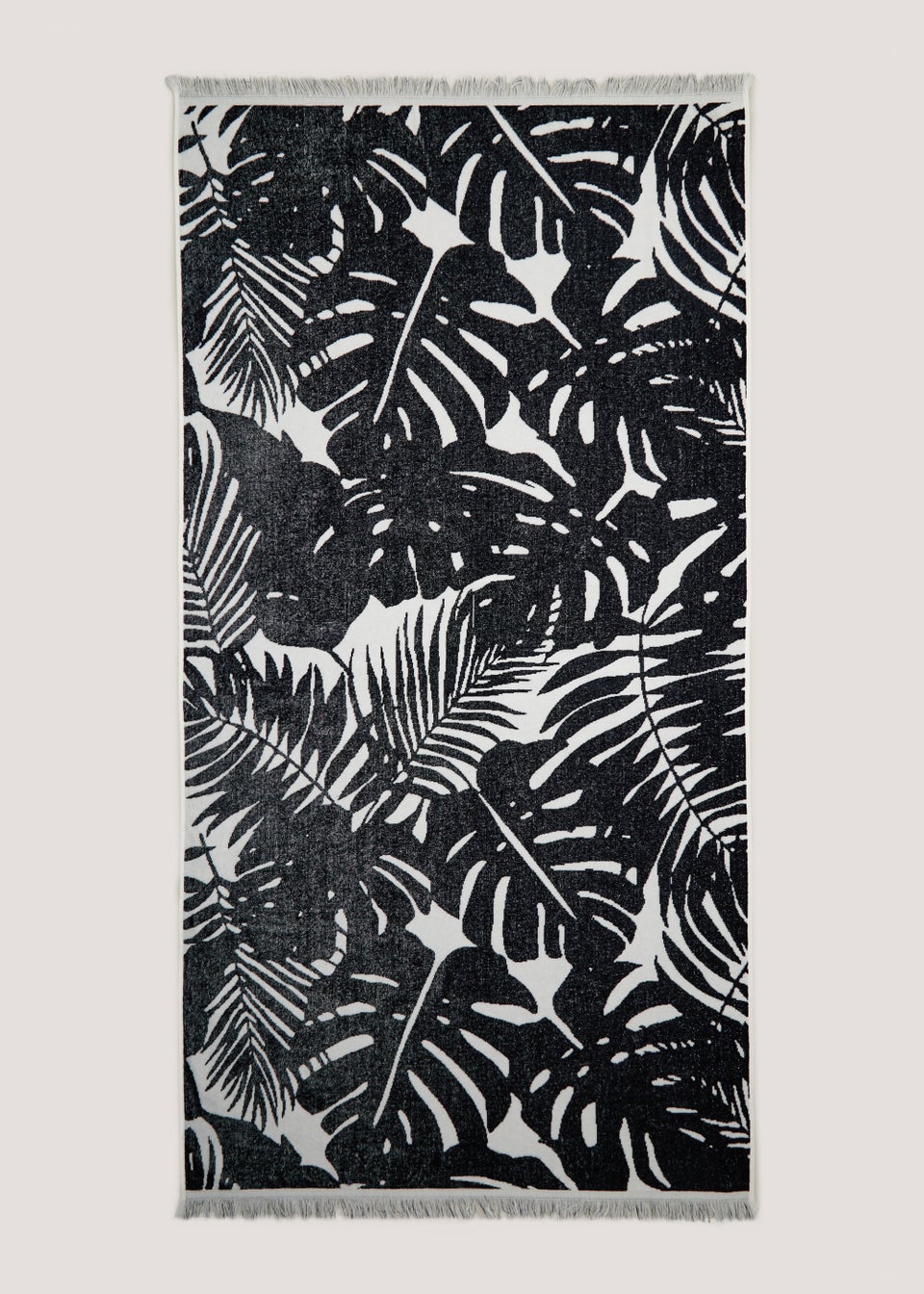 Monochrome Palm Print Oversized Beach Towel 170cm x 90cm Matalan
