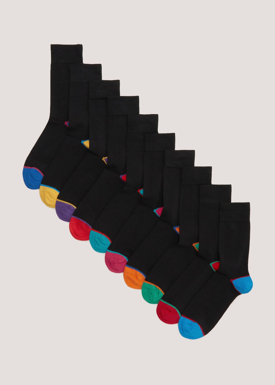 10 Pack Black Bright Socks Matalan