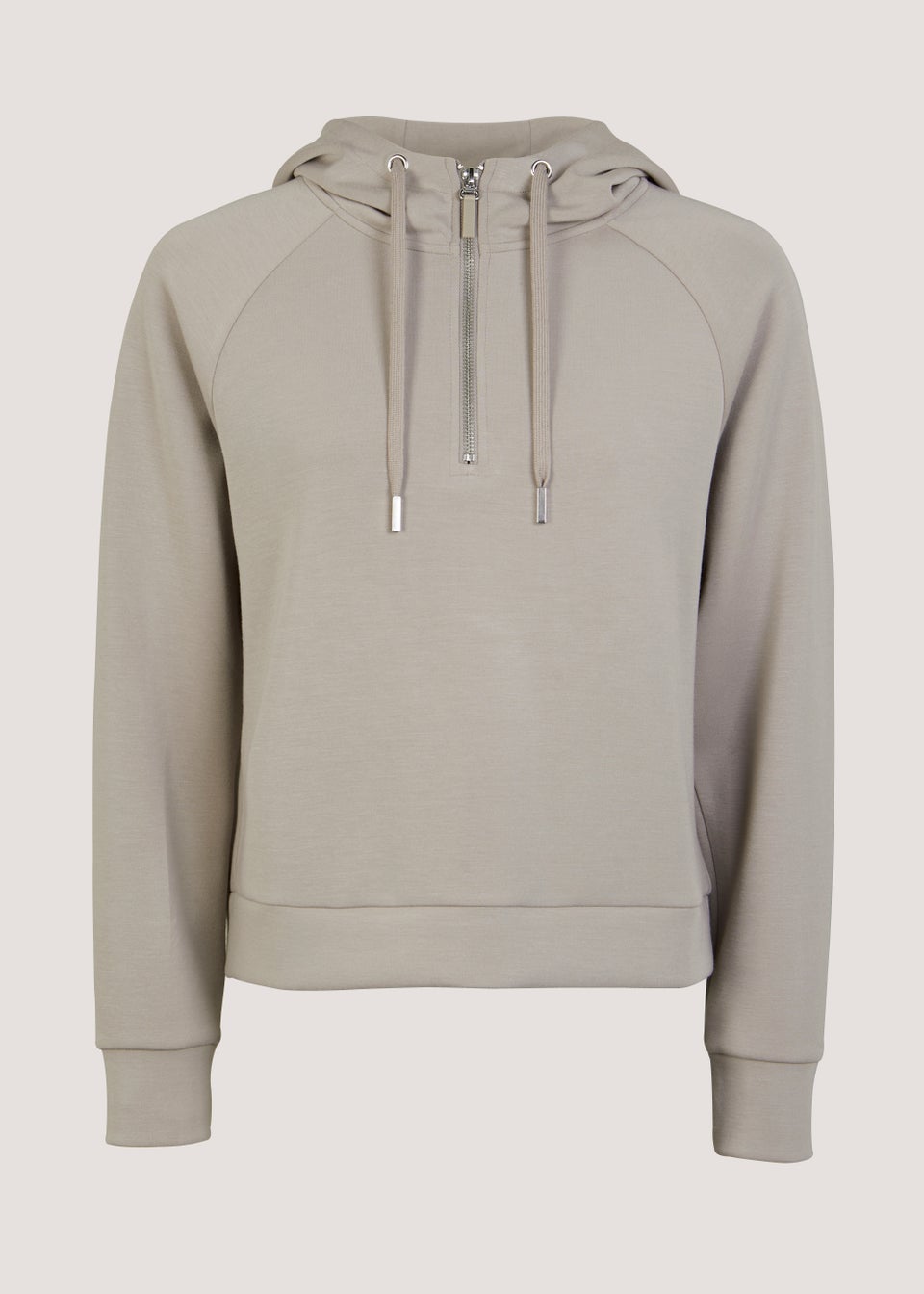 Souluxe Beige Modal Half Zip Sports Hoodie