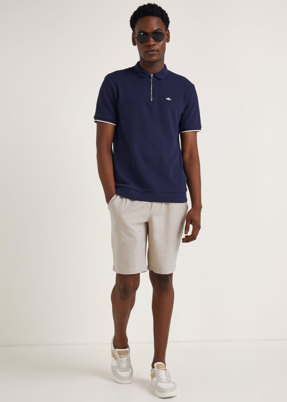 Stone Linen Blend Shorts