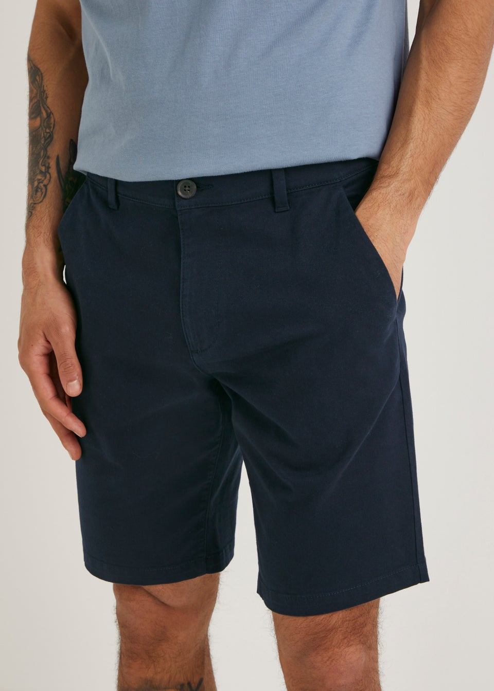 2 Pack Grey & Navy Straight Fit Chino Shorts - Matalan