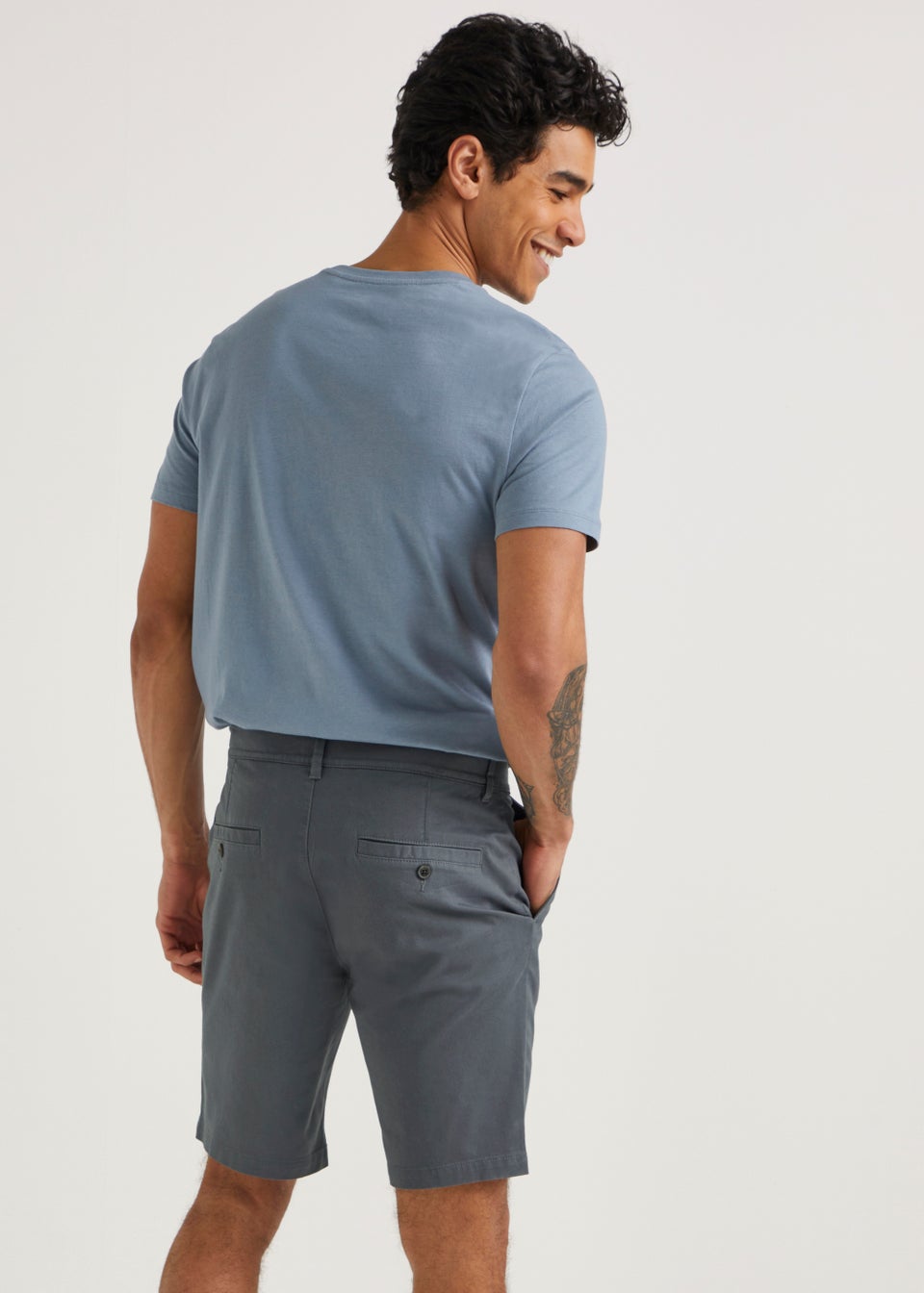 2 Pack Grey & Navy Straight Fit Chino Shorts