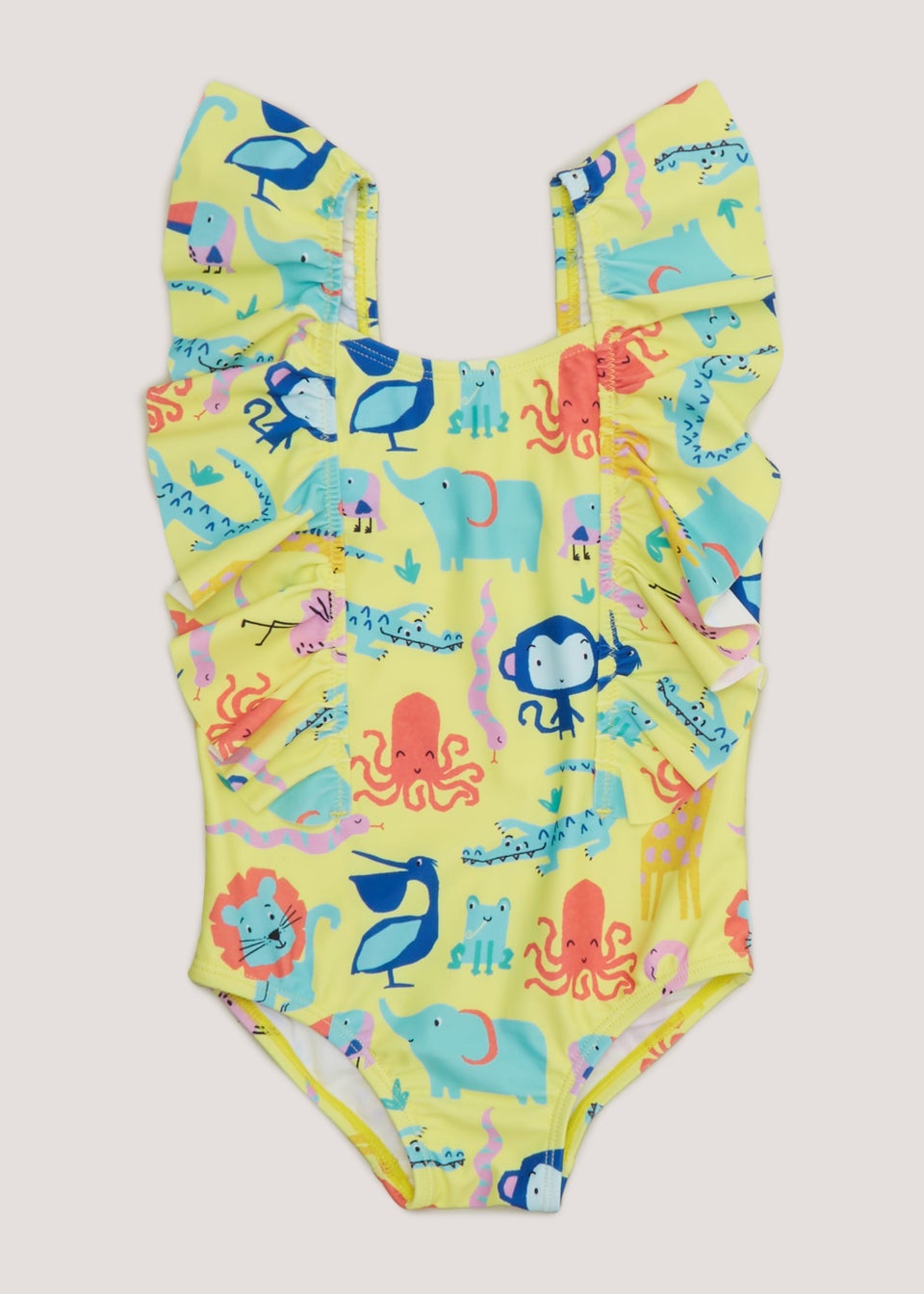 Girls Yellow Animal Print Swimming Costume 3mths 6yrs