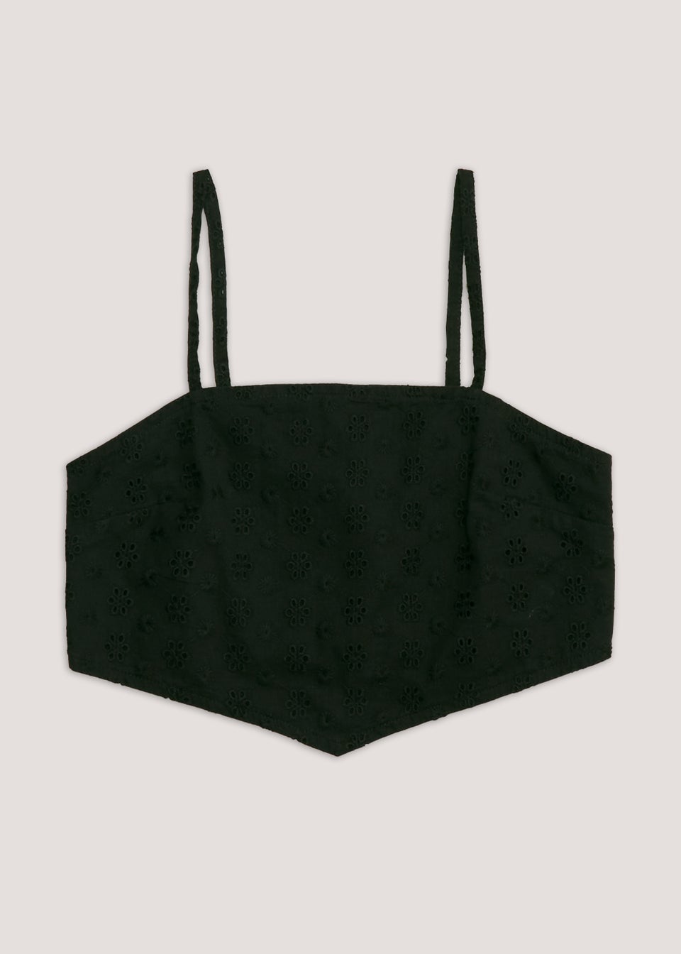 Girls Candy Couture Black Broderie Co-Ord Top (9-16yrs)
