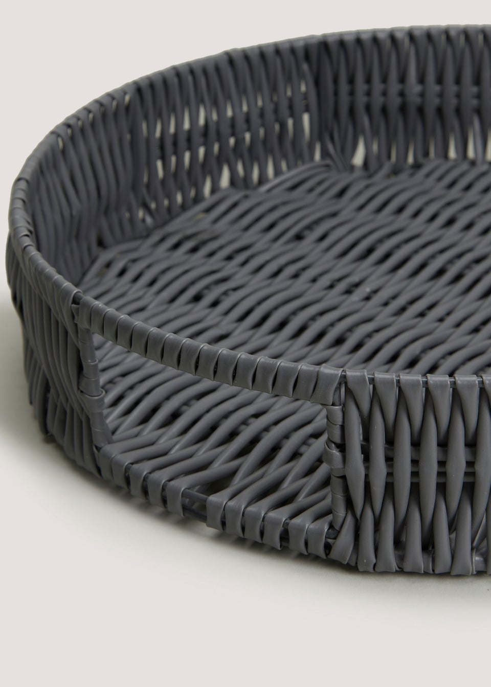 Grey Plastic Rattan Tray (35cm x 8cm)