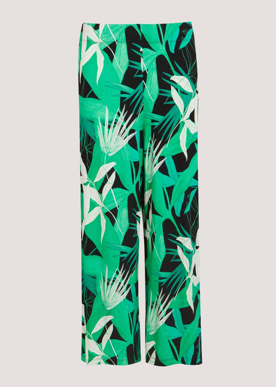 Black Palm Print Cropped Co-Ord Trousers