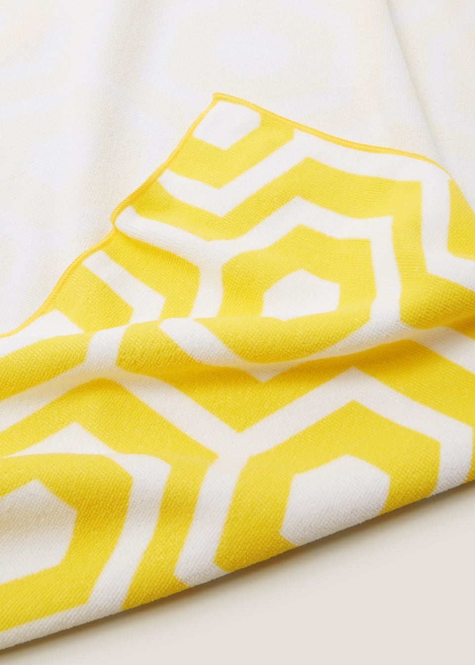 Yellow Geo Microfibre Beach Towel 150cm x 70cm Matalan