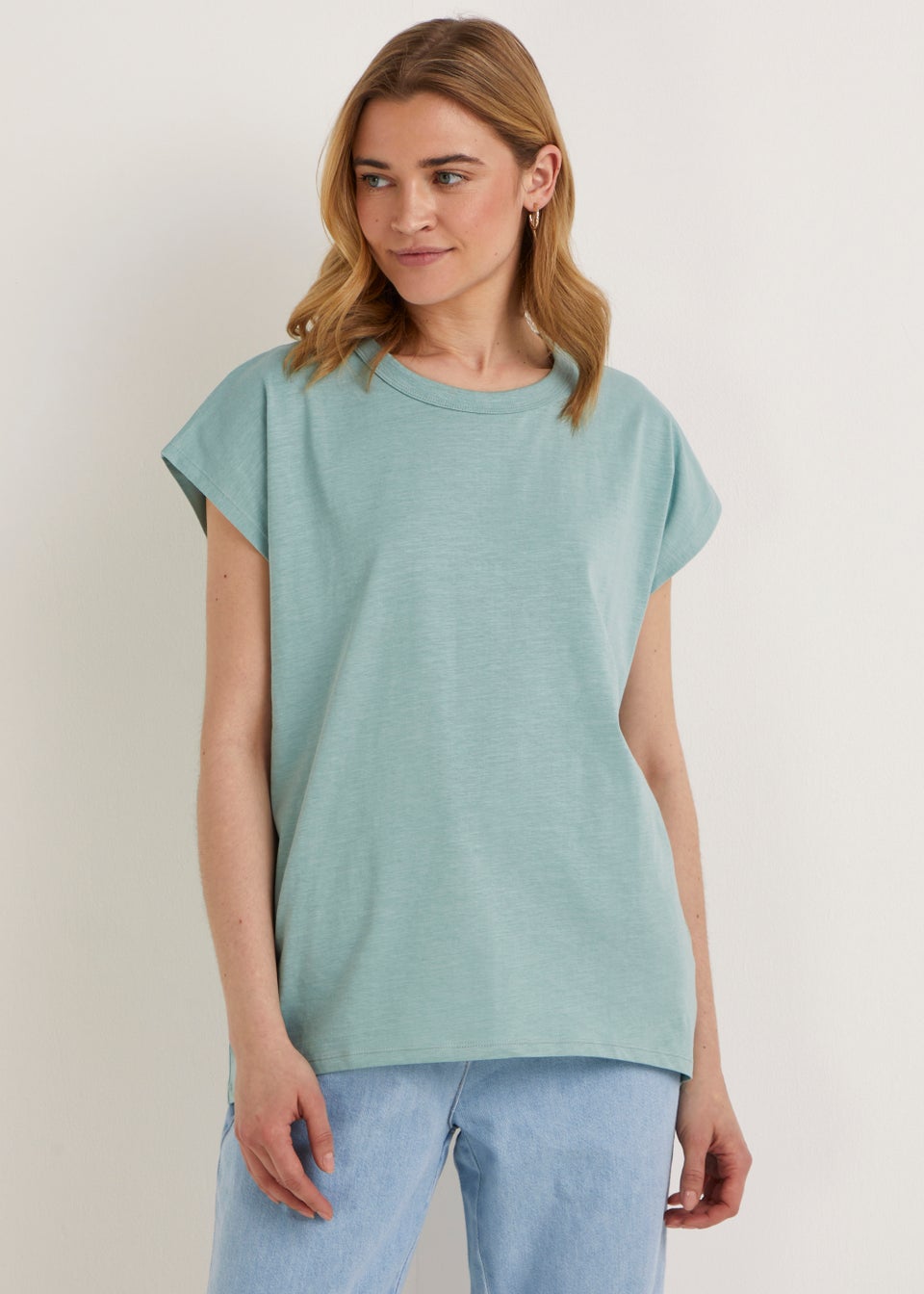 Mint Essential Longline Cotton T-Shirt