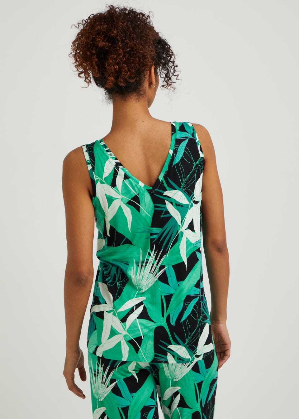 Black Palm Print Co-Ord Top