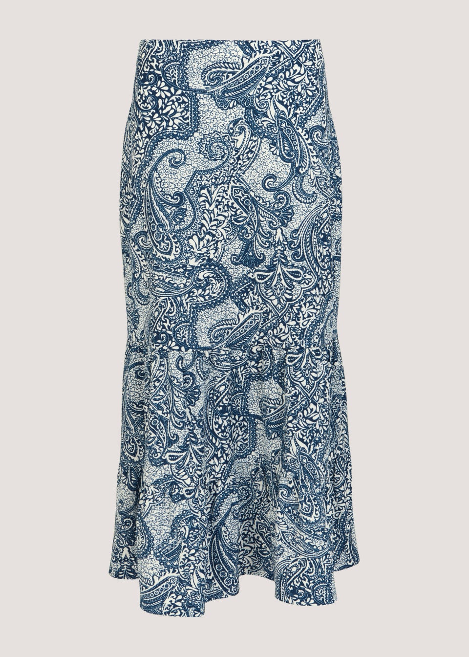 Blue Paisley Crinkle Midi Skirt