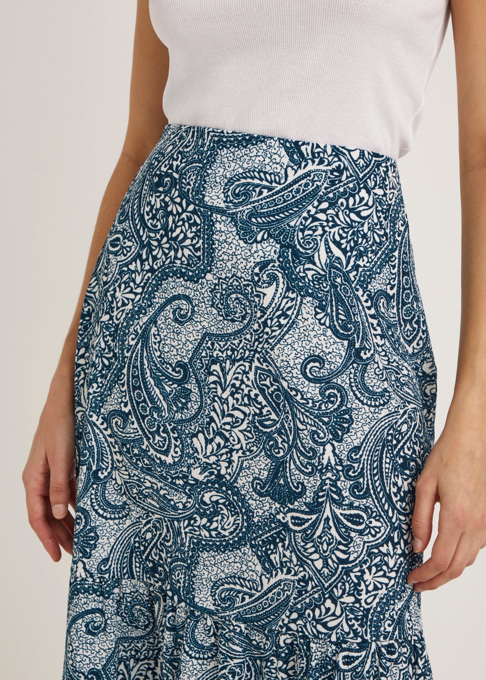 Blue Paisley Crinkle Midi Skirt Matalan