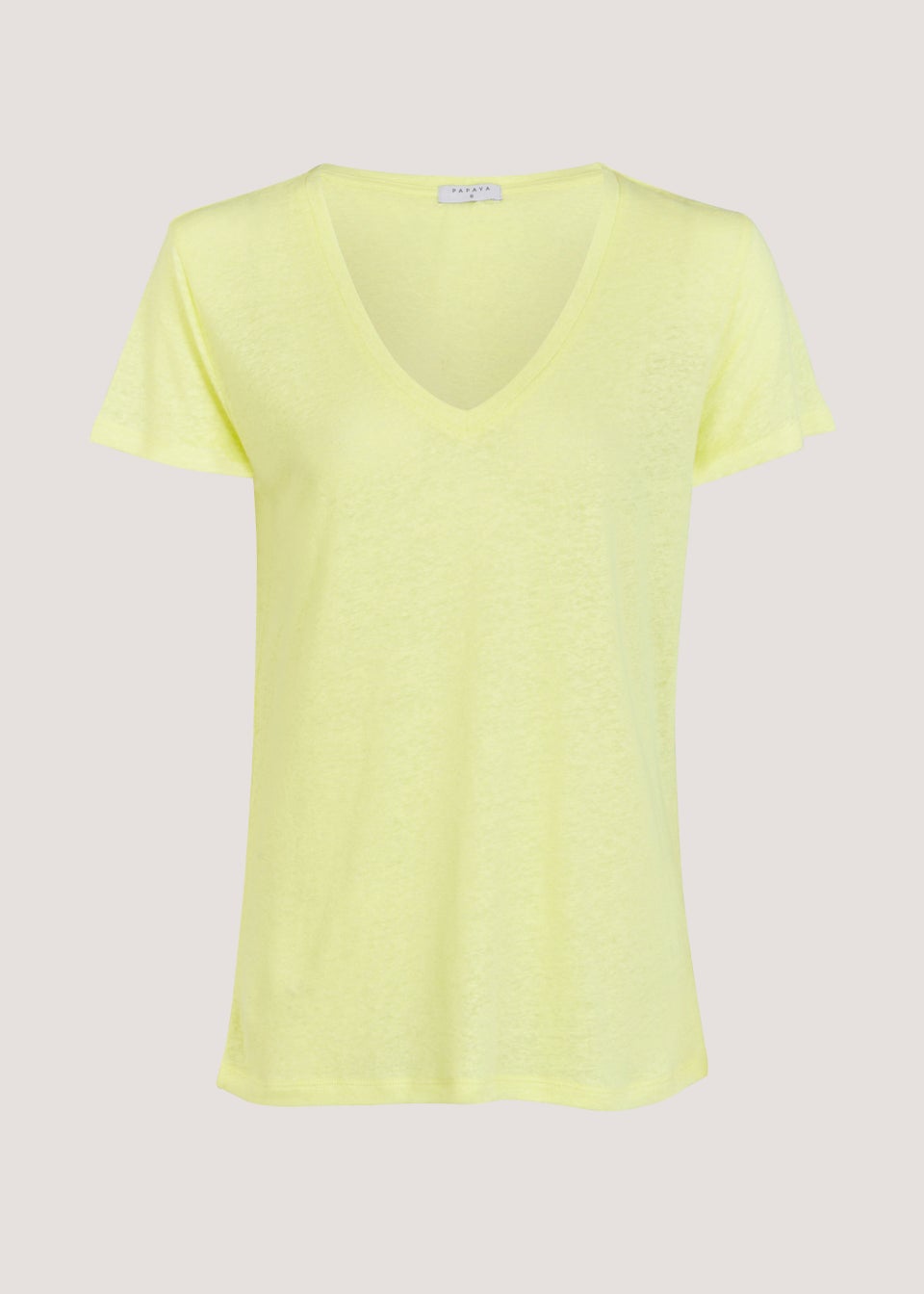 Yellow Linen Blend V-Neck T-Shirt - Matalan