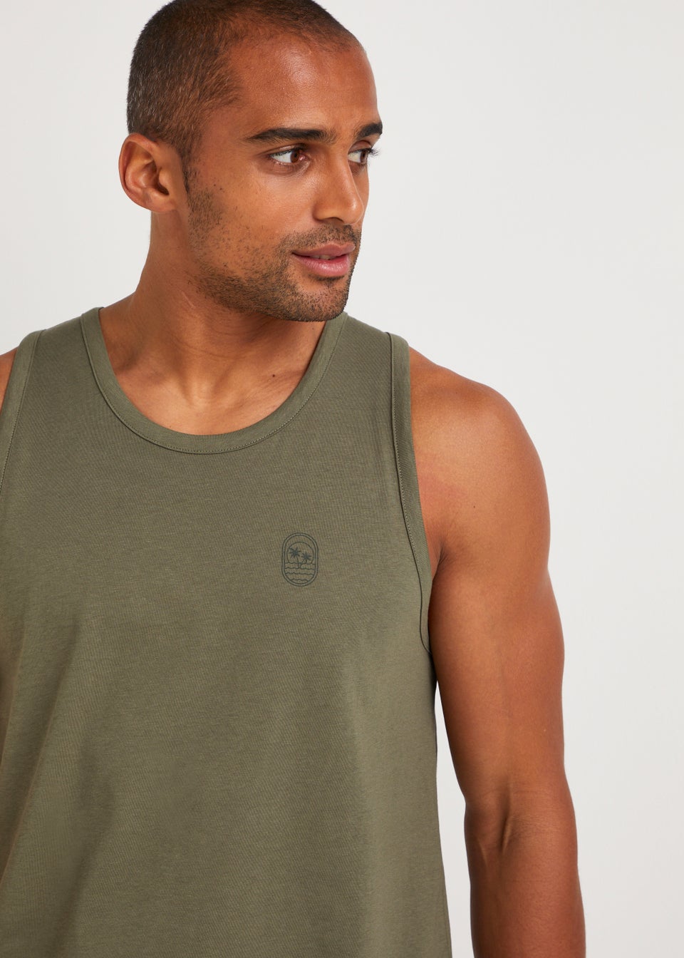 Khaki Jersey Ringer Vest Top