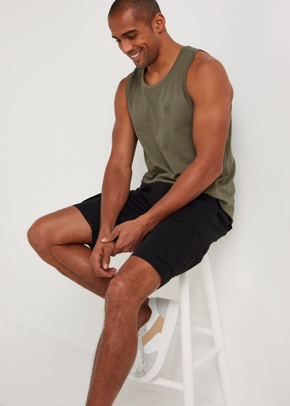 Khaki Jersey Ringer Vest Top