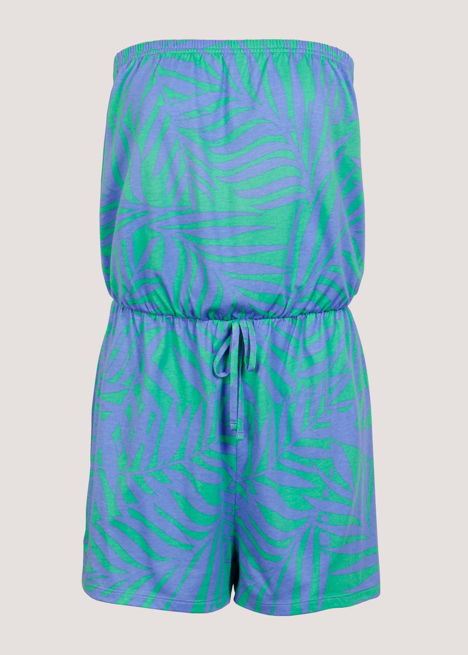 Green Palm Print Bandeau Playsuit