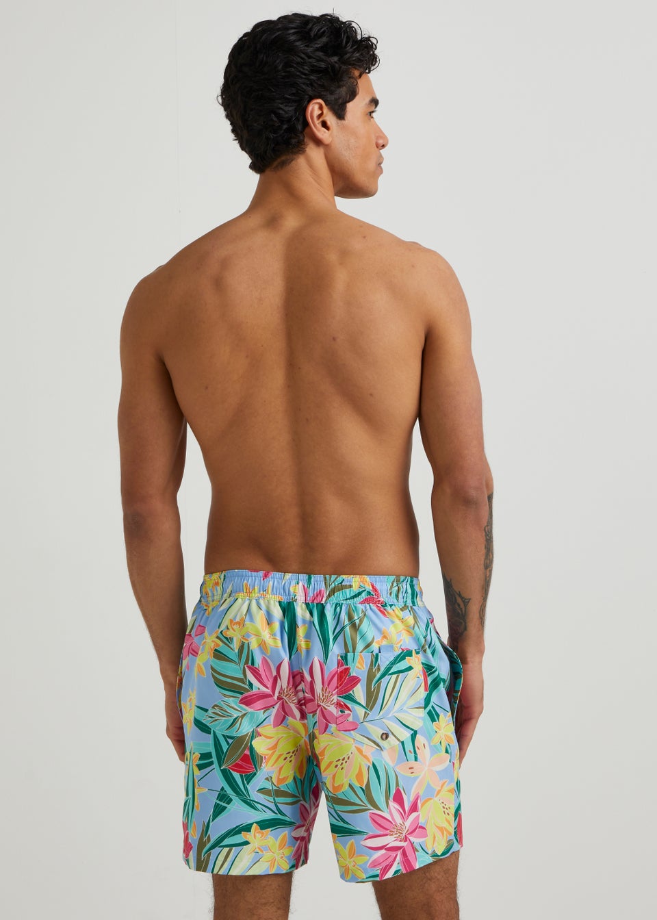 Blue Tropical Floral Swim Shorts