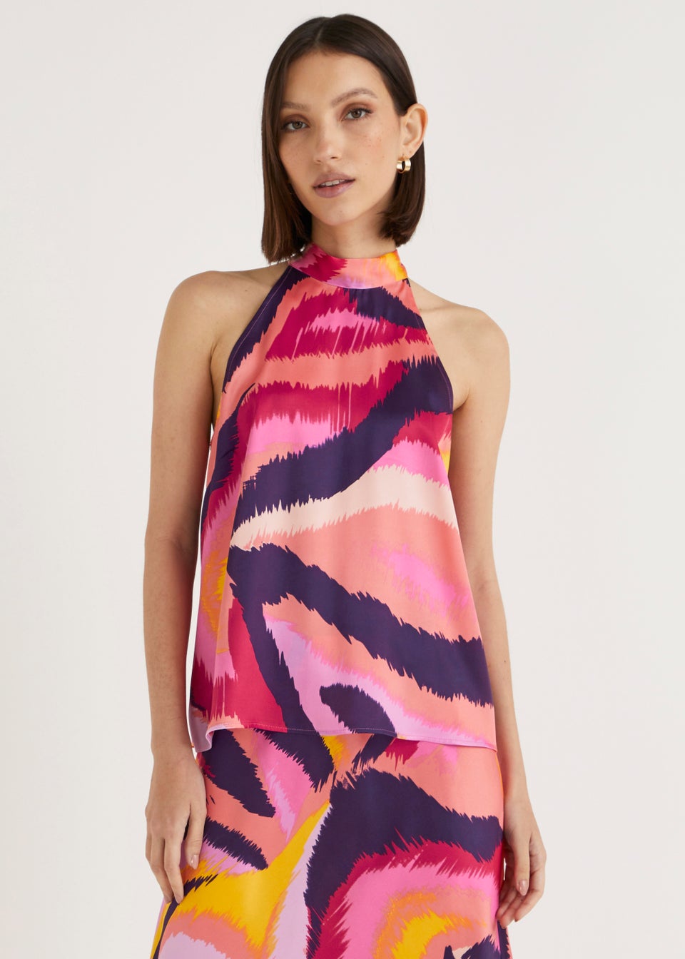 Et Vous Pink Tie Dye High Apex Co-Ord Top