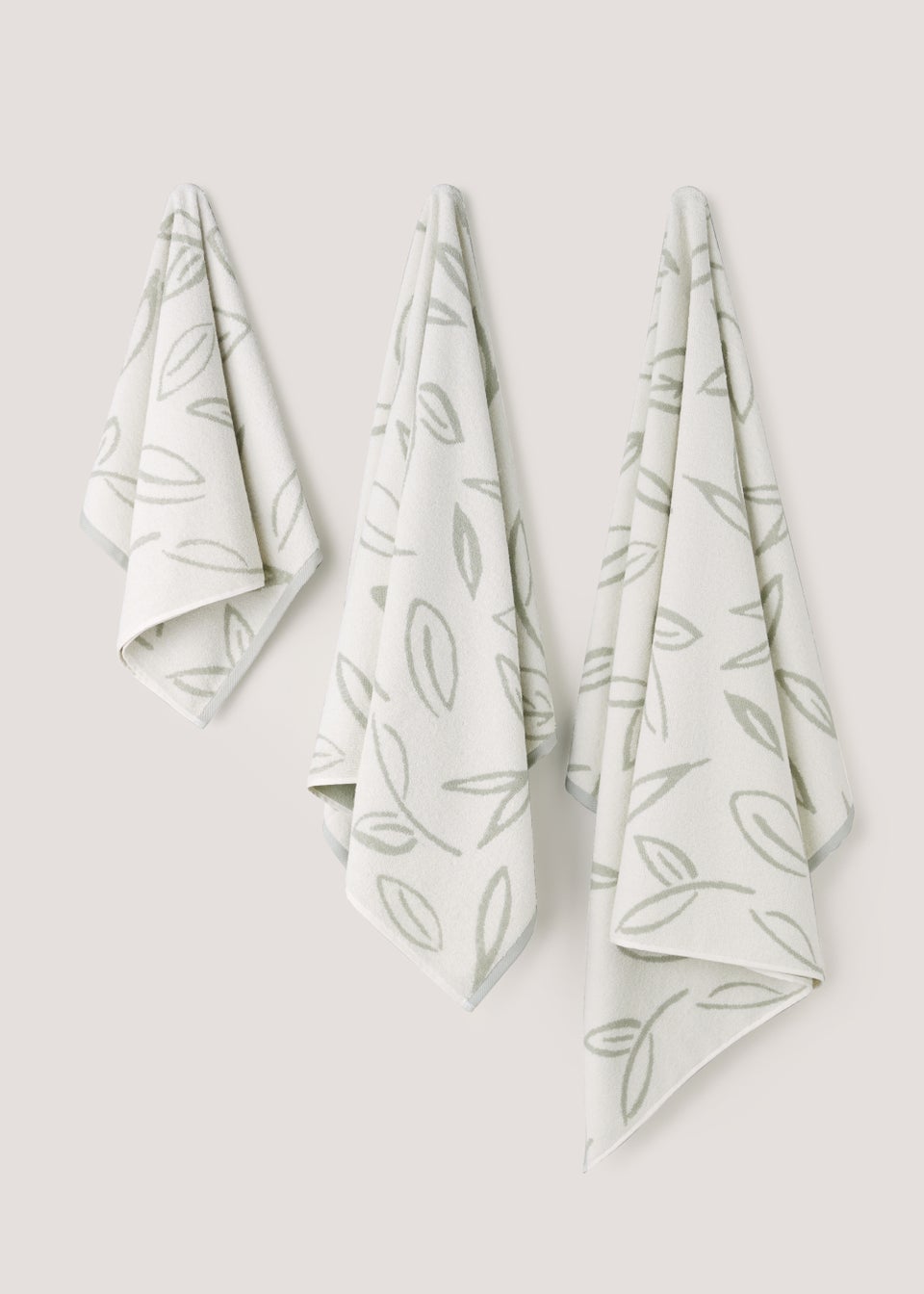 Sage 100% Cotton Leaf Towels
