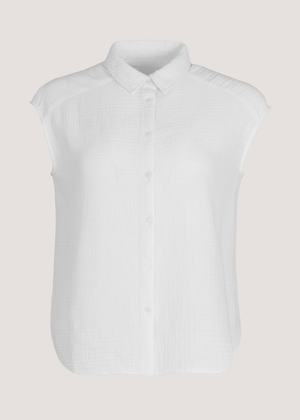 White Double Cloth Sleeveless Shirt