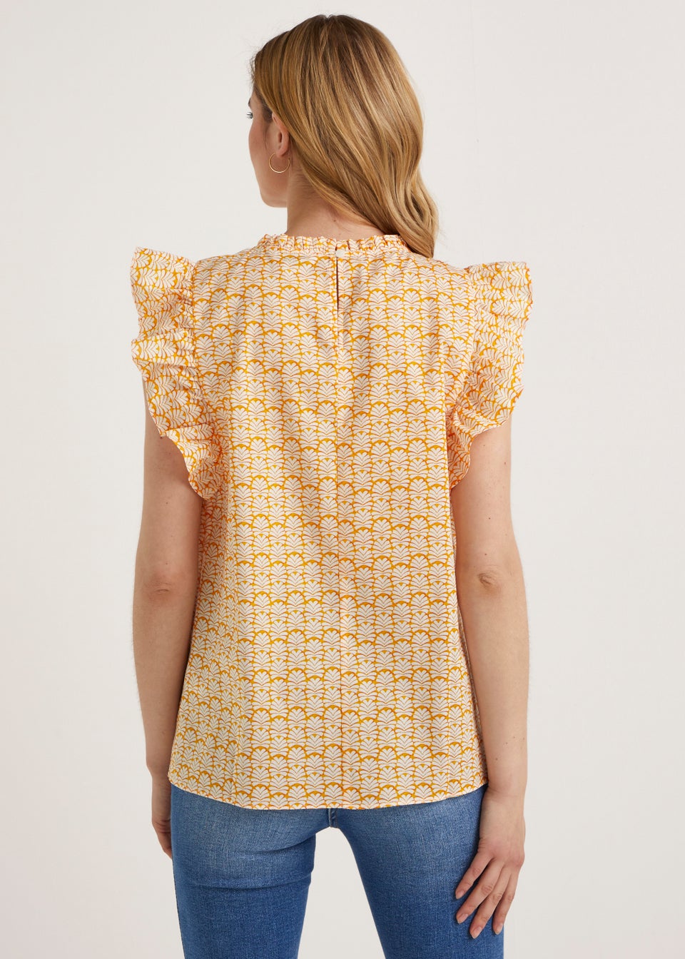Yellow Frill Sleeveless Blouse