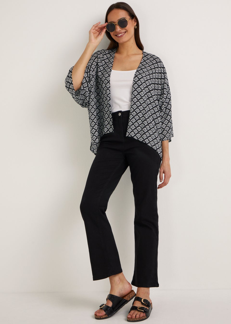 Black Floral Kimono