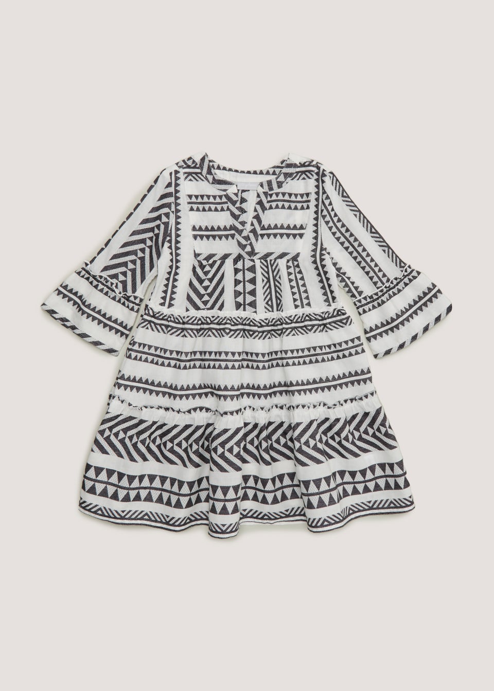 Girls Mini Me Monochrome Jacquard Dress 4 13yrs