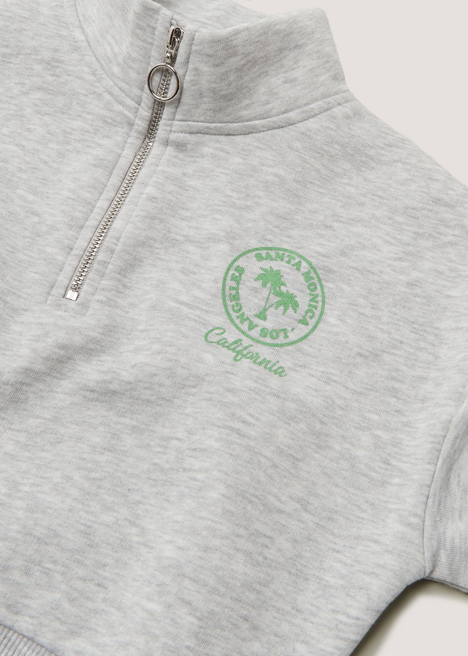 Girls Candy Couture Grey Half Zip Cropped Sweatshirt (9-16yrs)