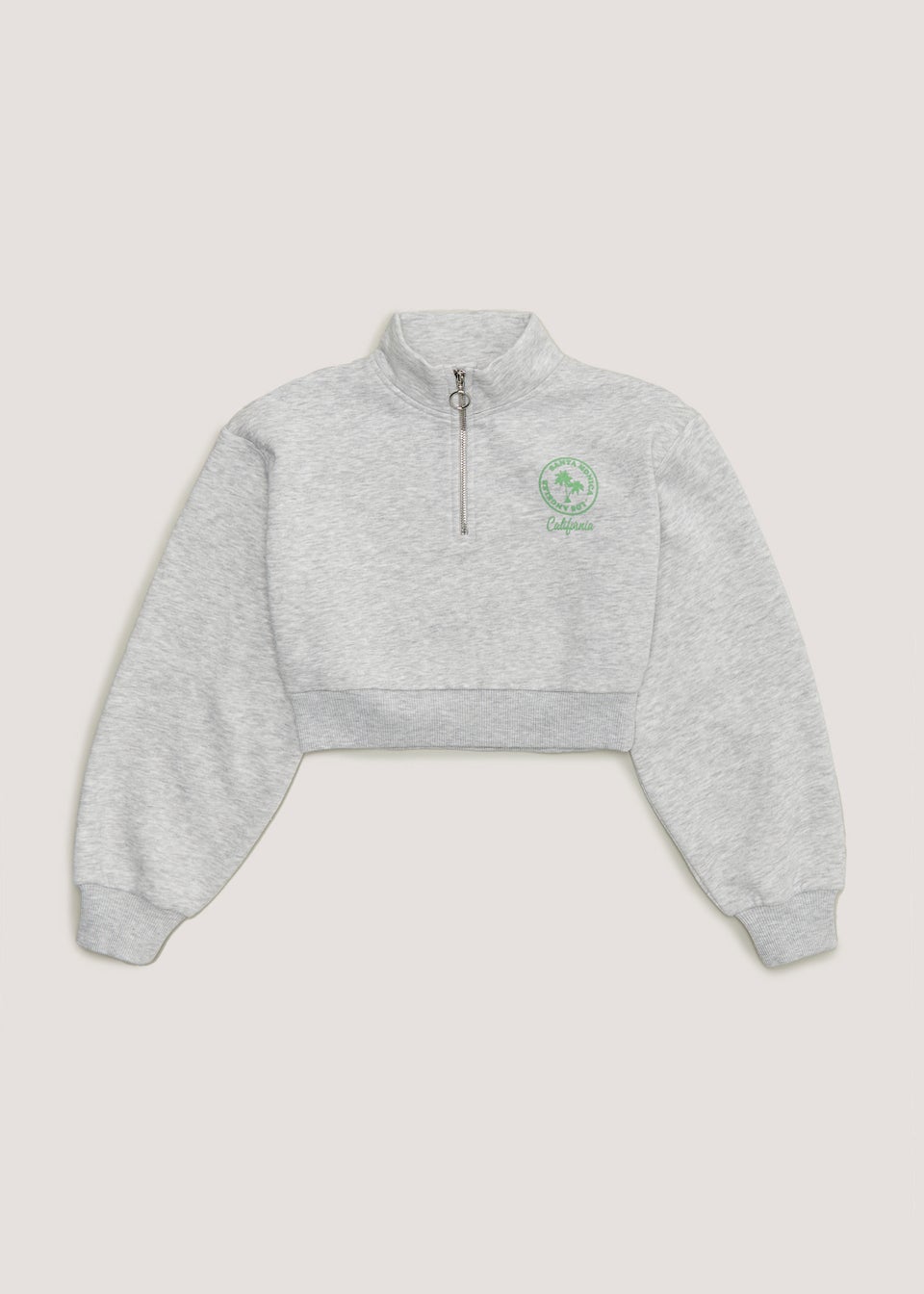 Girls Candy Couture Grey Half Zip Cropped Sweatshirt (9-16yrs)
