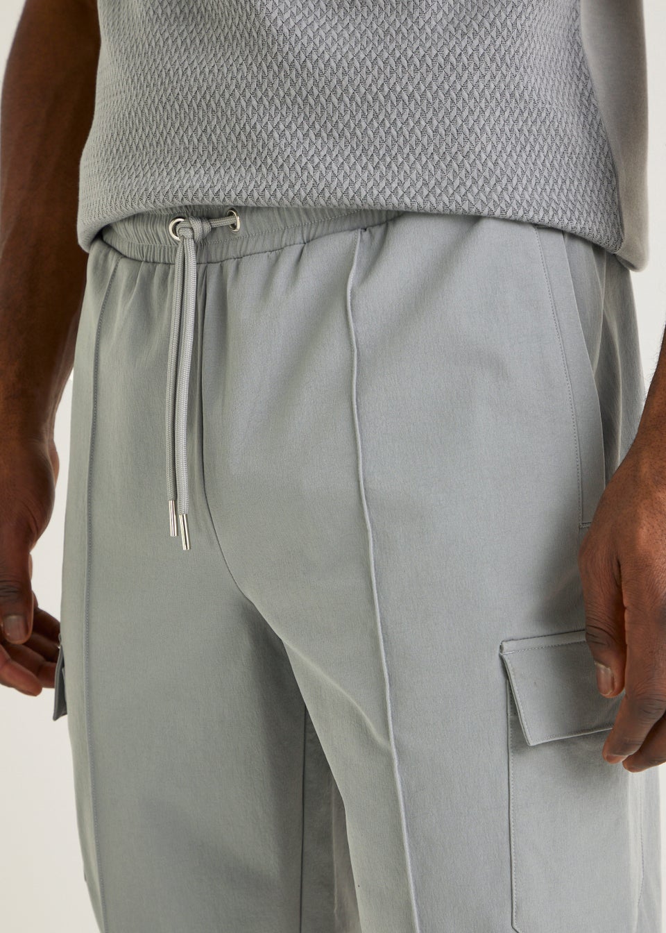 T&W Grey Woven Cargo Joggers