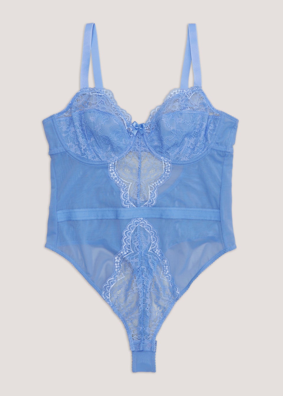 Ivory Rose Blue Lace & Mesh Bodysuit