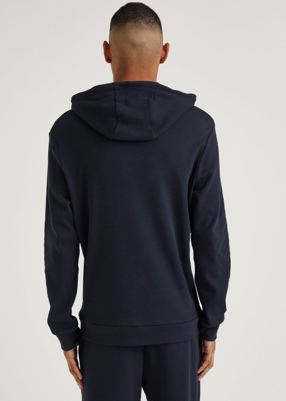 T&W Navy Textured Front Panel Hoodie