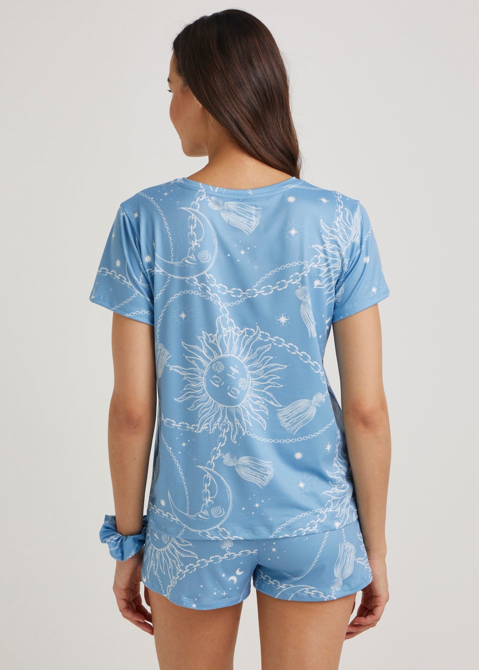 Blue Celestial Short Pyjama & Scrunchie Set