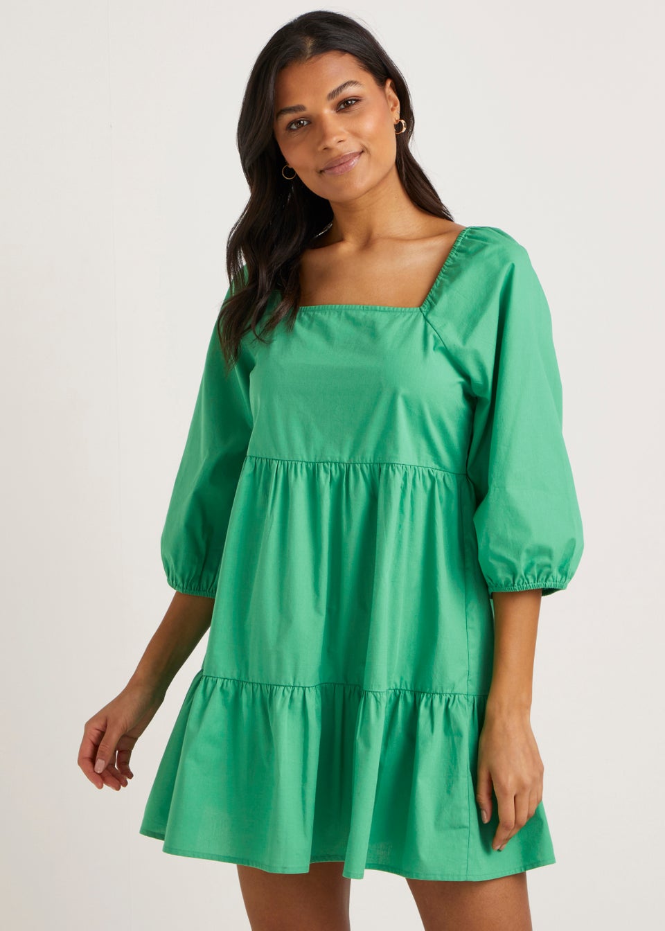 JDY Reese Green 3/4 Sleeve Dress - Matalan