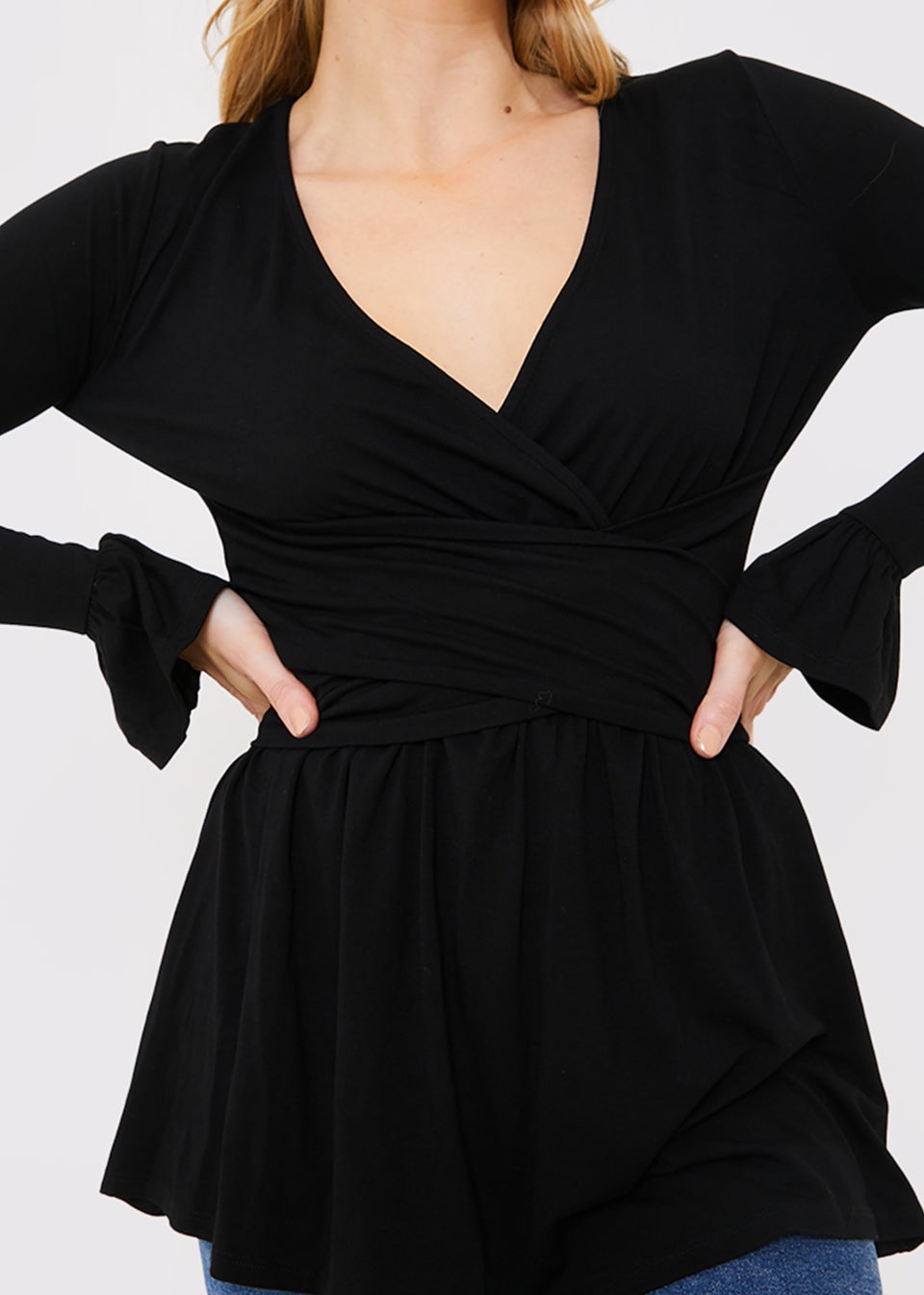 In the Style Jac Jossa Black Peplum Top - Matalan