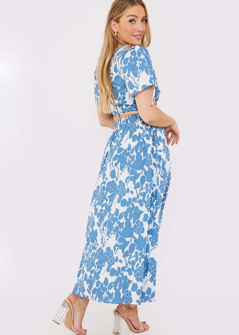 In the Style Jac Jossa Blue Floral Midi Skirt