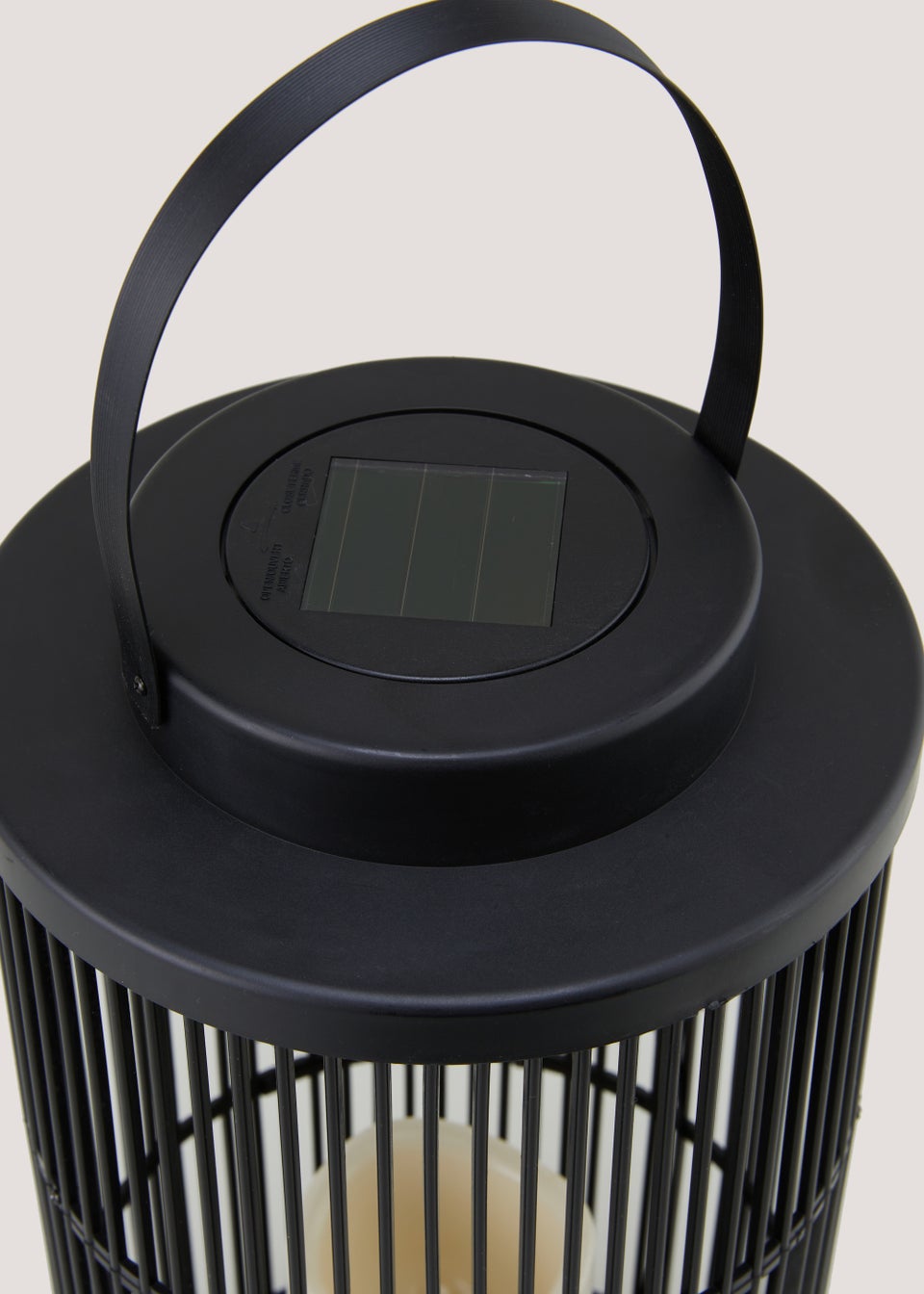Black Ribbed Solar Lantern (18cm x 18cm x 36cm)