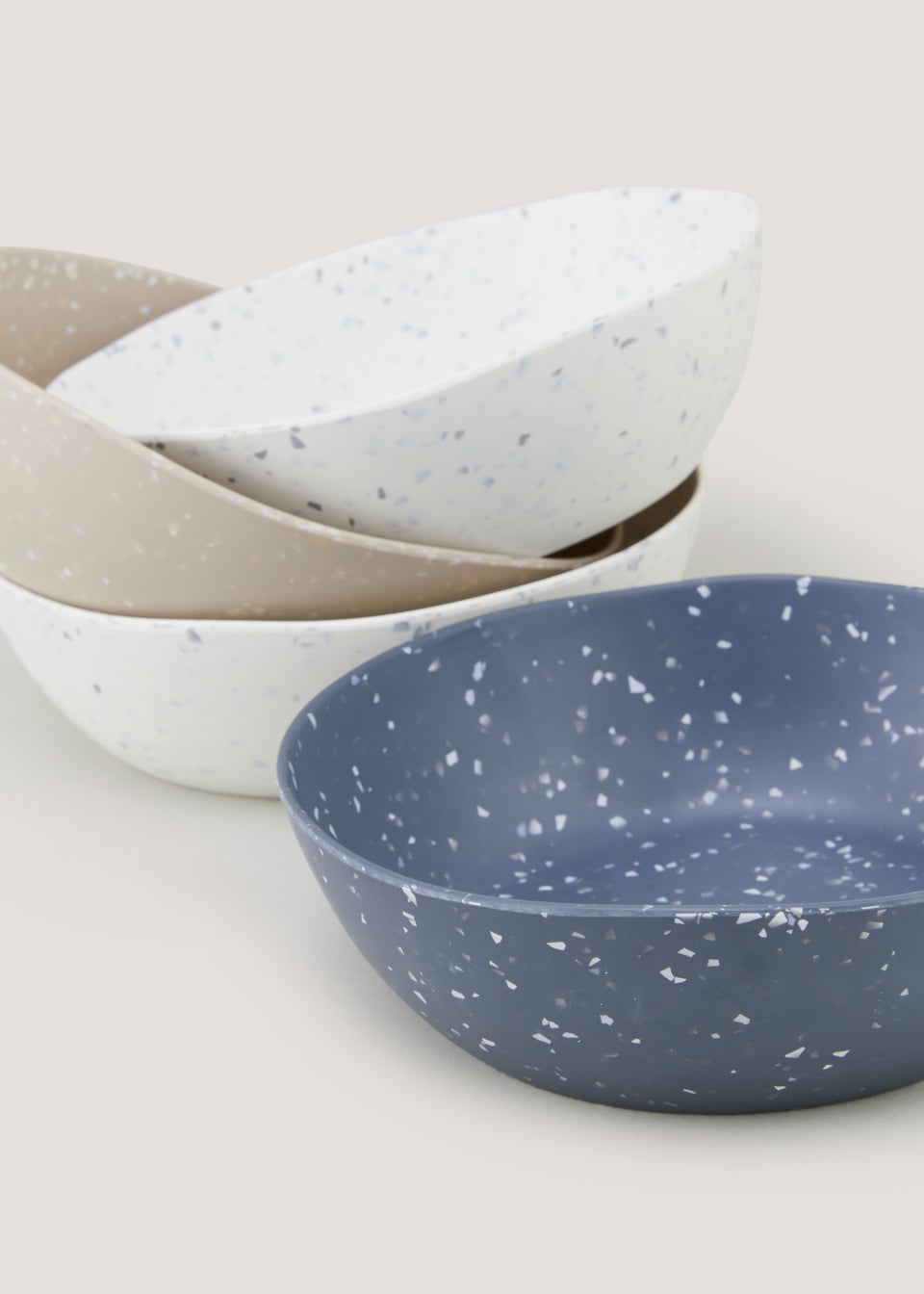 4 Pack Terrazzo Melamine Outdoor Bowls (19cm x 19cm x 6cm)