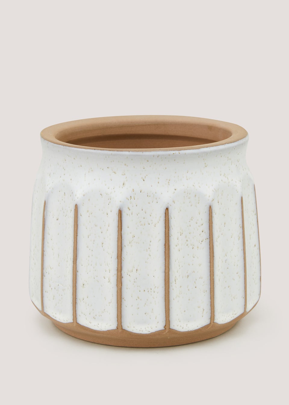 Small Ribbed Ceramic Pot (14cm x 14cm x 13cm)