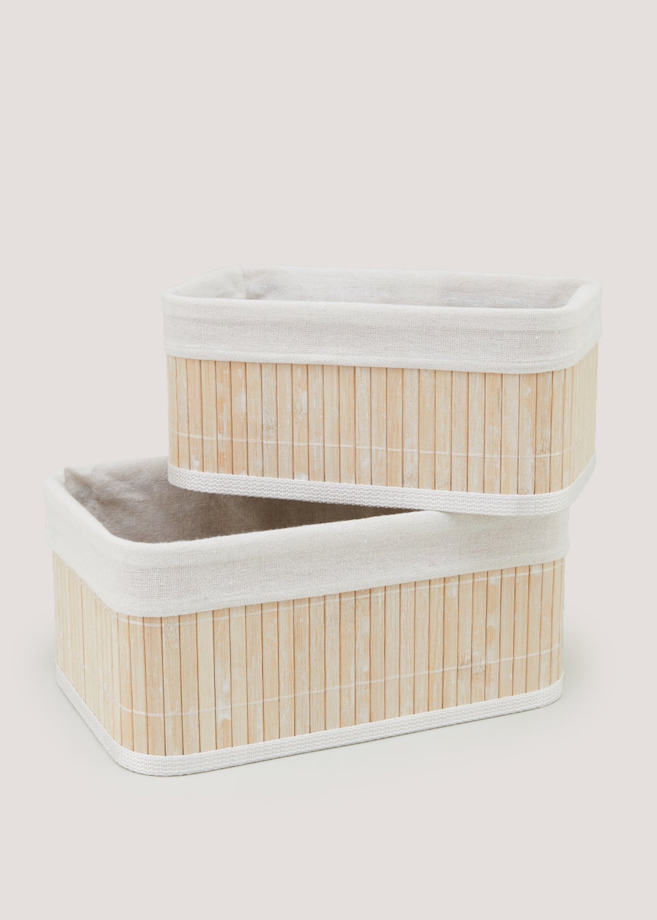 Set of 2 Natural Bamboo Storage Boxes