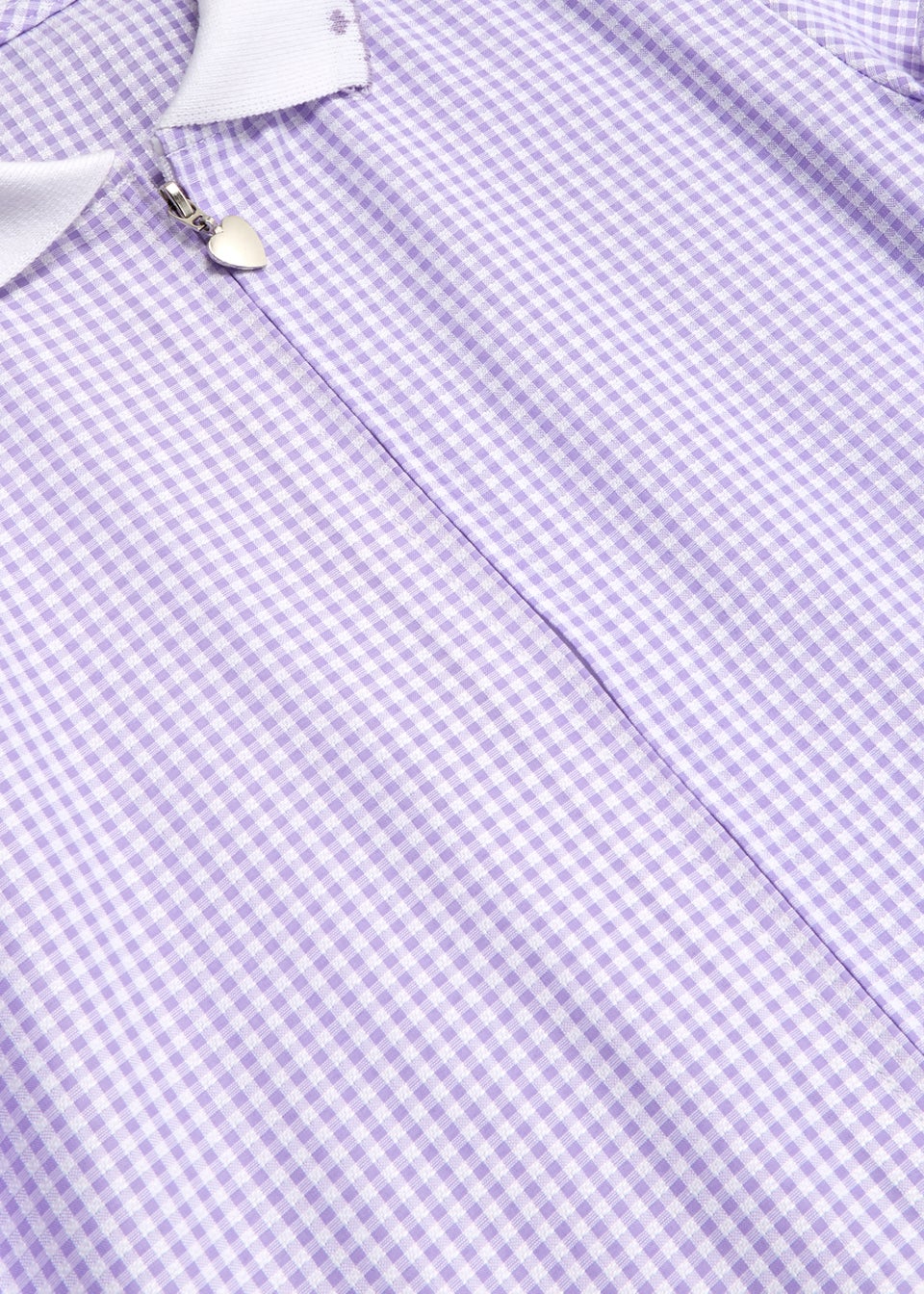 Girls Lilac Generous Fit Knitted Collar Gingham School Dress (3-14yrs)