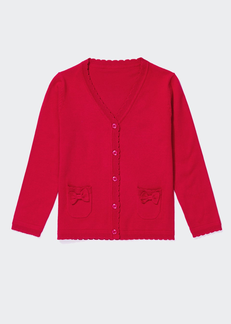 Girls Red Bow School Cardigan (3-9yrs)
