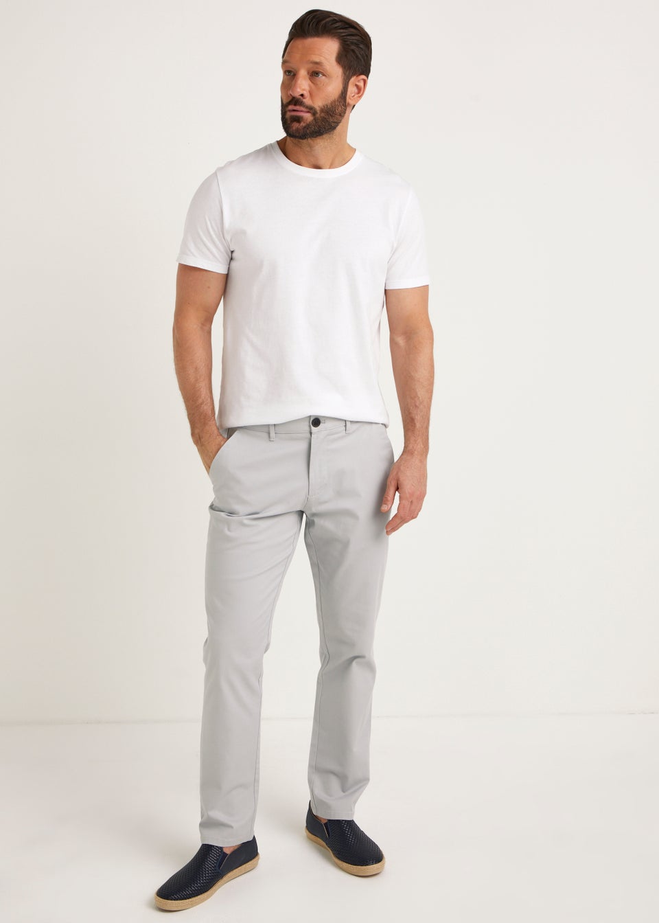 Ivory Straight Fit Stretch Chinos - Matalan