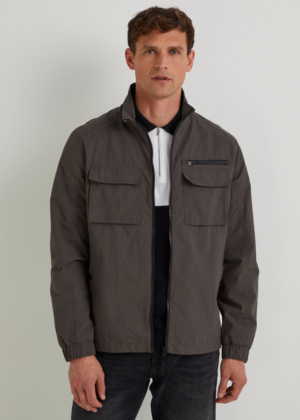 Brown Funnel Neck Shacket