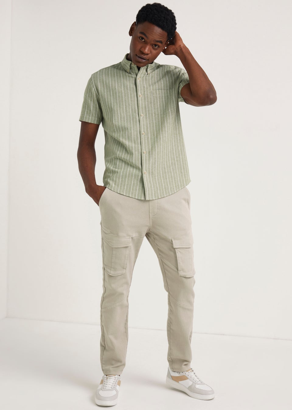 Green Stripe Short Sleeve Shirt