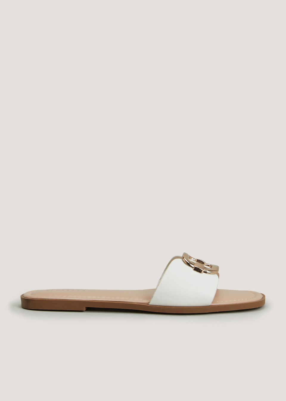 Taupe Buckle Mules